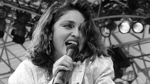 Madonna performs for a sold out crowd at the Live Aid concert at JFK Stadium in Philadelphia, Pennsylvania, July 13, 1985.