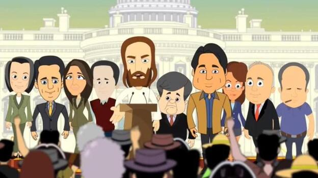 Created by liberal Christians, the YouTube video "Tea Party Jesus" is a spoof on conservative politics. Created by liberal Christians, the YouTube video "Tea Party Jesus" is a spoof on conservative politics.