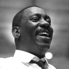 Wes Montgomery poses in studio.