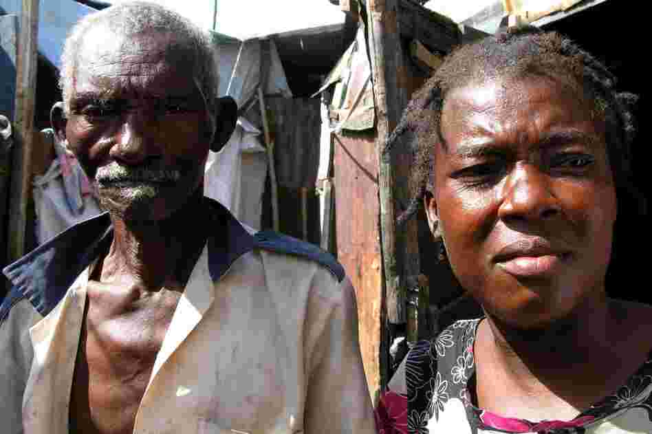 Feezame Jeunese, 34, got cholera in November. Just as she was recovering, her father (left) fell ill with it.