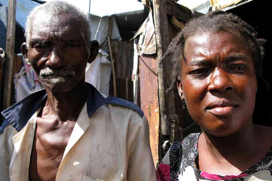 Feezame Jeunese, 34, got cholera in November. Just as she was recovering, her father (left) fell ill with it.