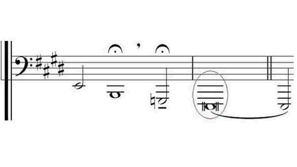 Composer Paul Mealor is searching for a voice that can hit a low E --circled in this fragment from his latest piece, De Profundis. Composer Paul Mealor is searching for a voice that can hit a low E --circled in this fragment from his latest piece, De Profundis.