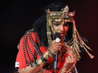 M.I.A.'s now famous finger during halftime of the Super Bowl. M.I.A.'s now famous finger during halftime of the Super Bowl.