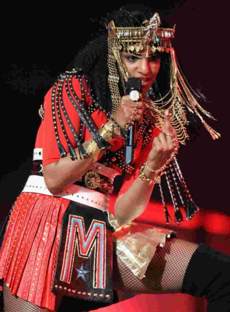 M.I.A.'s now famous finger during halftime of the Super Bowl. 