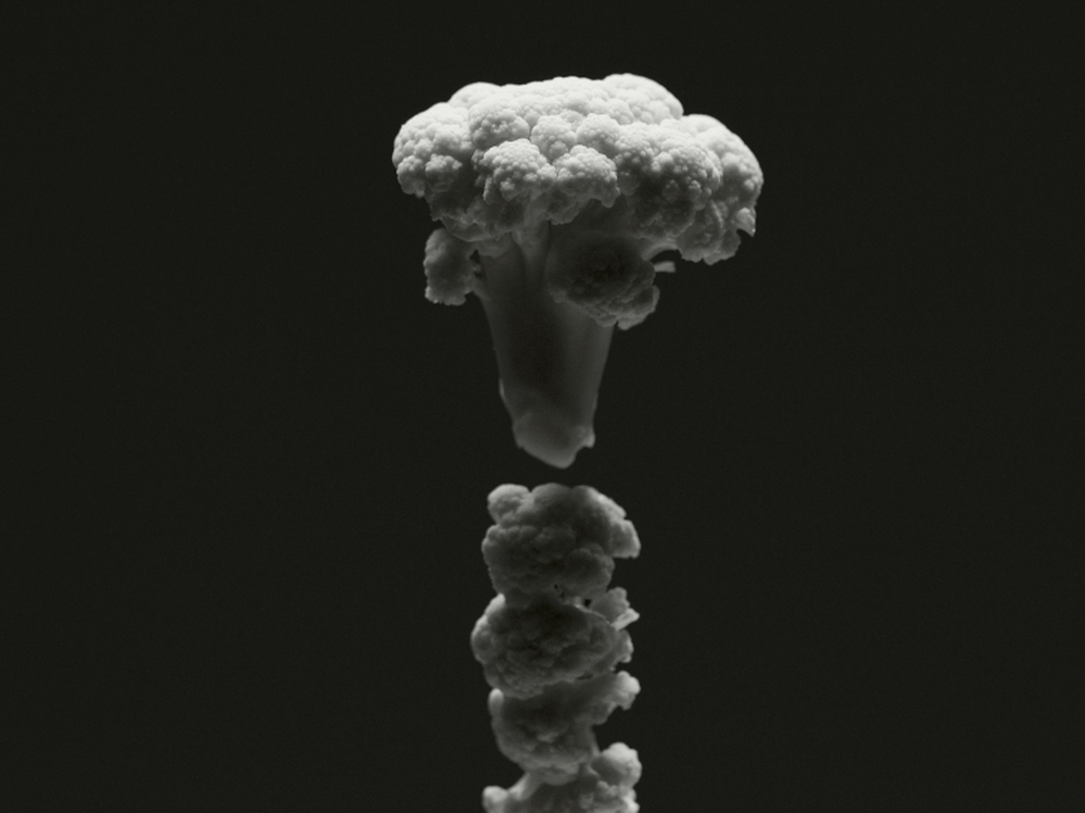 Cauliflower used to depict the mushroom cloud of a nuclear bomb.