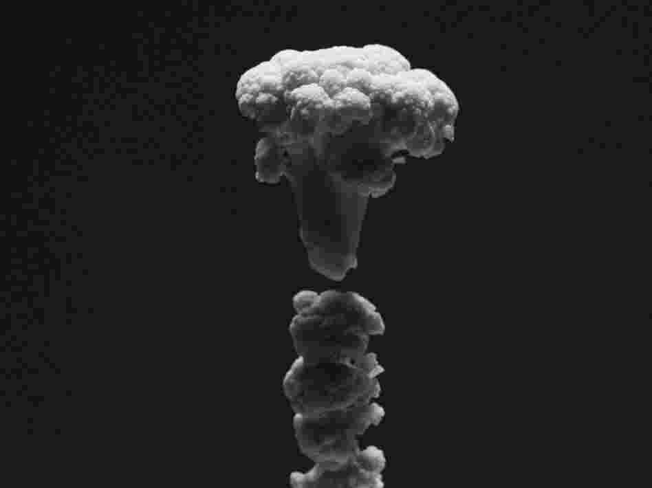 Cauliflower used to depict the mushroom cloud of a nuclear bomb.