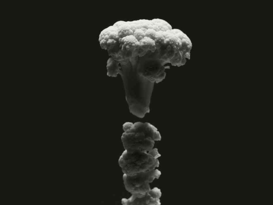 Cauliflower used to depict the mushroom cloud of a nuclear bomb.