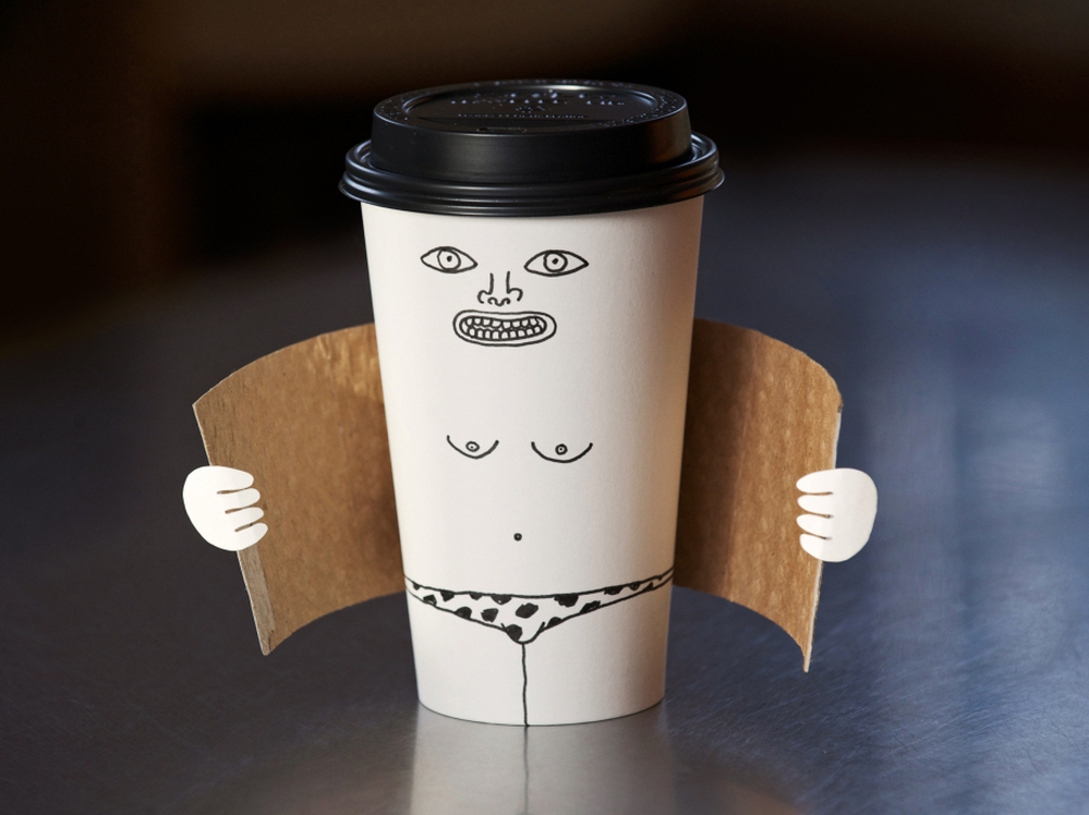 A piece called "Exhibitionist Coffee Cup" by Brock Davis.