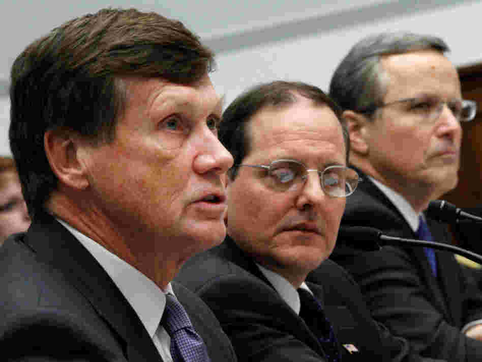 In December, Freddie Mac CEO Charles Haldeman (from left), FHFA acting Director Edward DeMarco and Fannie Mae CEO Michael Williams testified on Capitol Hill about the Federal Housing Finance Agency's performance. 