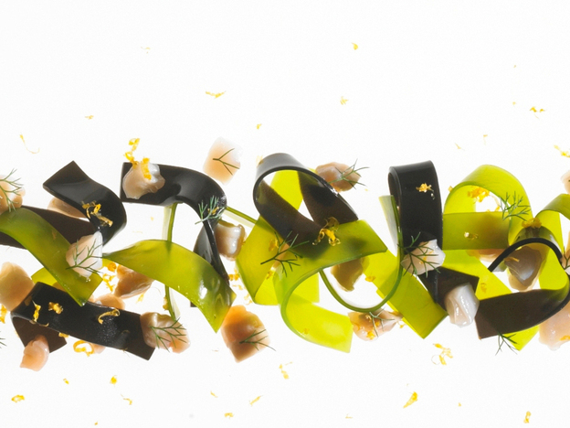 In this dish, Coi's Daniel Patterson combines California clam, bull kelp, wild fennel, and Meyer lemon.