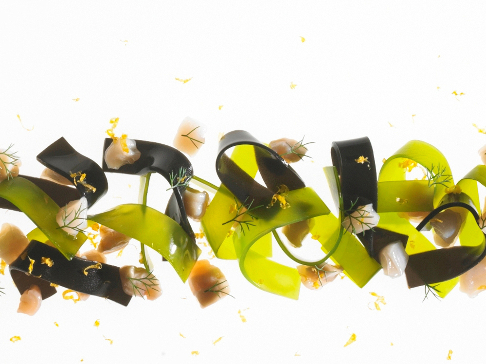 In this dish, Coi's Daniel Patterson combines California clam, bull kelp, wild fennel, and Meyer lemon.
