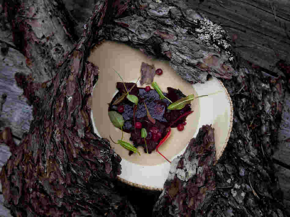 Patterson roasted Lapland beets in a fireplace for six hours, with lingonberries, sheep sorrel, and reindeer blood on a trip to Finland in 2010.