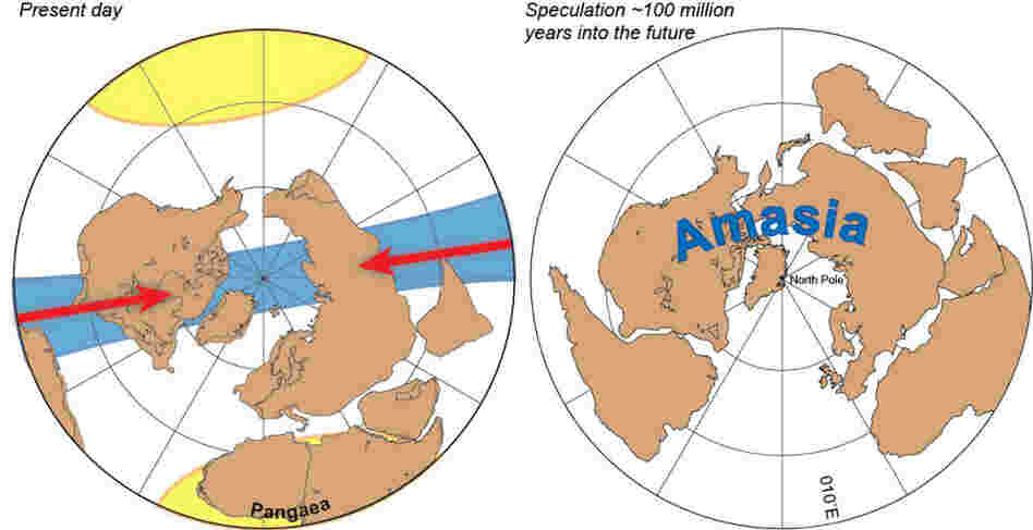 The Americas and Asia may fuse together to form a new supercontinent, "Amasia." 