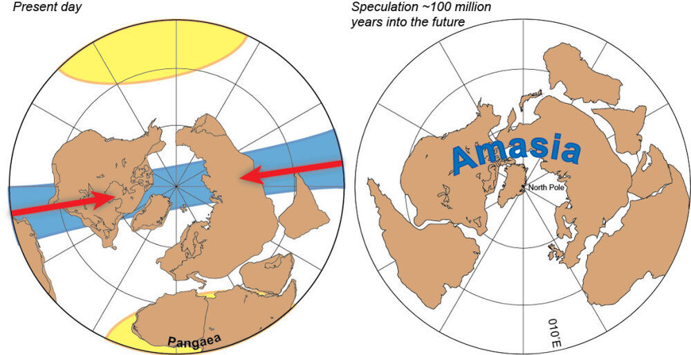The Americas and Asia may fuse together to form a new supercontinent, "Amasia." 