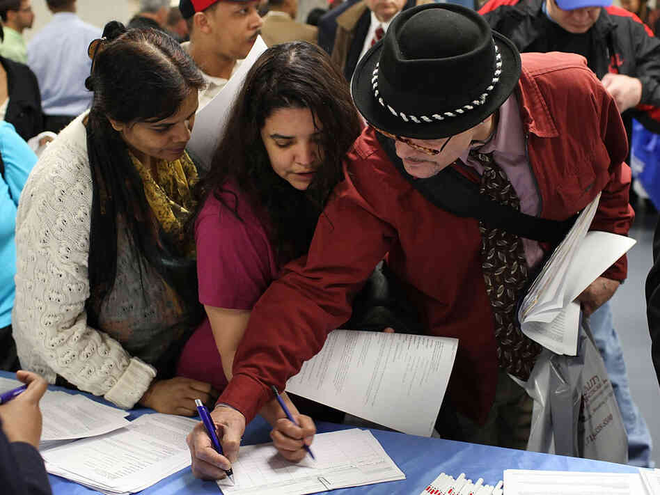 People looking for employment attend an AARP job fair with an emphasis on individuals 50 years old and over on April 12, 2010 in New York City. People looking for employment attend an AARP job fair with an emphasis on individuals 50 years old and over on April 12, 2010 in New York City.