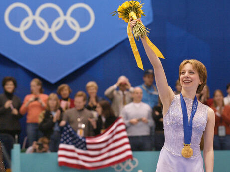 American figure skater Sarah Hughes won gold at the 2002 Winter Games in Salt Lake City. American figure skater Sarah Hughes won gold at the 2002 Winter Games in Salt Lake City.