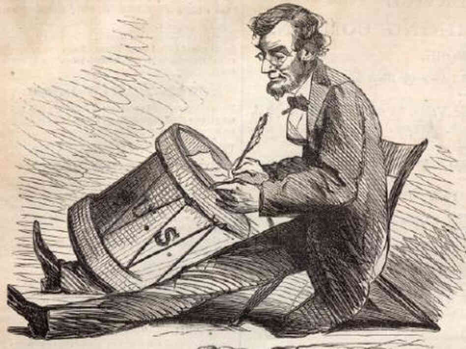 This drawing of Abraham Lincoln by editorial cartoonist Thomas Nast was published in Harper's Magazine in 1865. This drawing of Abraham Lincoln by editorial cartoonist Thomas Nast was published in Harper's Magazine in 1865.