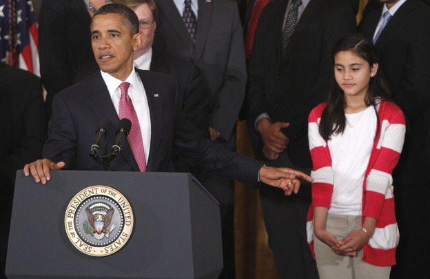 President Obama appeared with sixth-grader Keiry Herrera of Graham Road Elementary School in Falls Church, Va., as he spoke about No Child Left Behind last September at the White House.