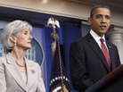 President Obama, flanked by Health and Human Services Secretary Kathleen Sebelius, announces the revamp of the contraception-care policy on Friday. President Obama, flanked by Health and Human Services Secretary Kathleen Sebelius, announces the revamp of the contraception-care policy on Friday.