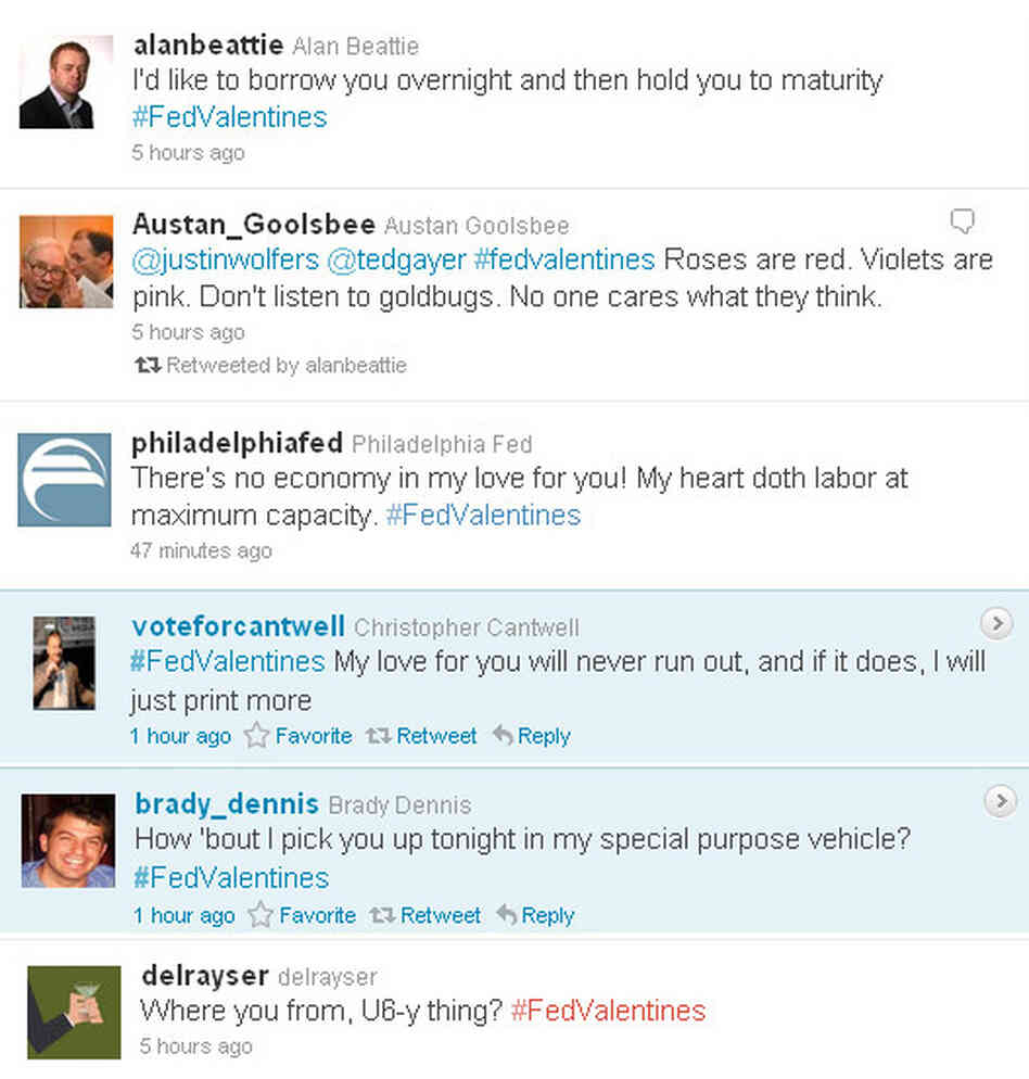 Some of our favorite #FedValentines tweets. Some of our favorite #FedValentines tweets.