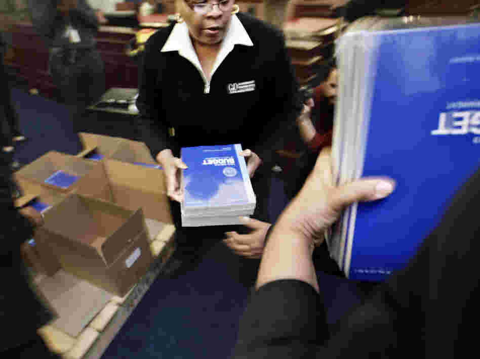 Copies of President Barack Obama's fiscal 2013 federal budget arrived this morning at the House Budget Committee on Capitol Hill in Washington.