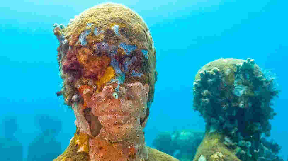 In an attempt to draw tourist from the delicate natural habitat of the coral reef, Jason de Caires Taylor constructed an underwater sculpture garden on the sea floor to help preserve the ocean complex ecosystem.