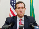 Republican presidential candidate Sen. Rick Santorum speaks to the media on Monday at the state capitol in Olympia, Washington. Republican presidential candidate Sen. Rick Santorum speaks to the media on Monday at the state capitol in Olympia, Washington.