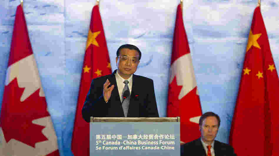 Chinese Vice Premier Li Keqiang, shown here delivering a speech at a Canada-China business forum in Beijing, on Feb. 9, 2012, is expected to become the country's next premier. In contrast to most other Chinese leaders, Li speaks English and has had considerable exposure to Western ideas.