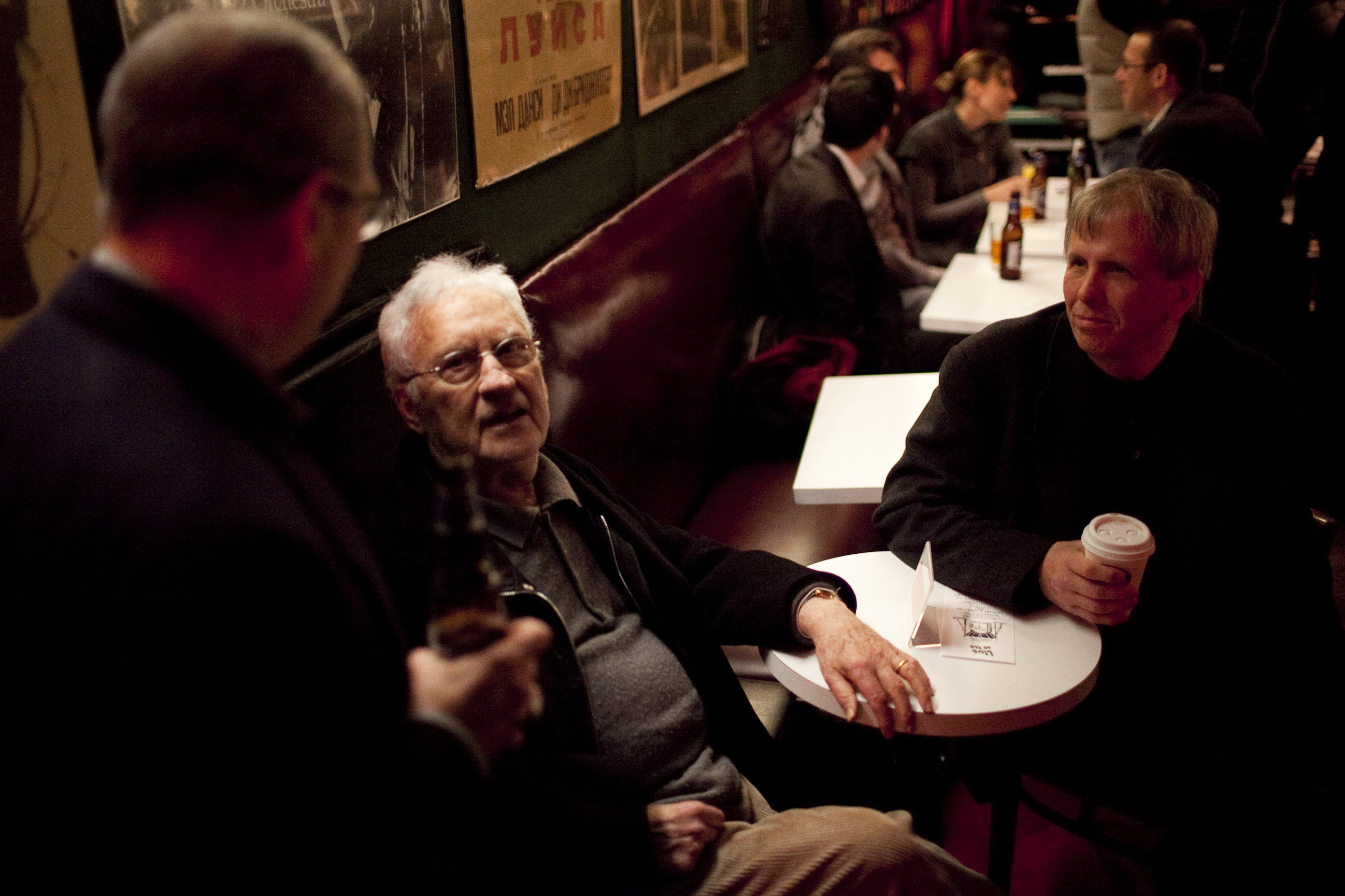 The great saxophonist Lee Konitz, center, came to see the band.