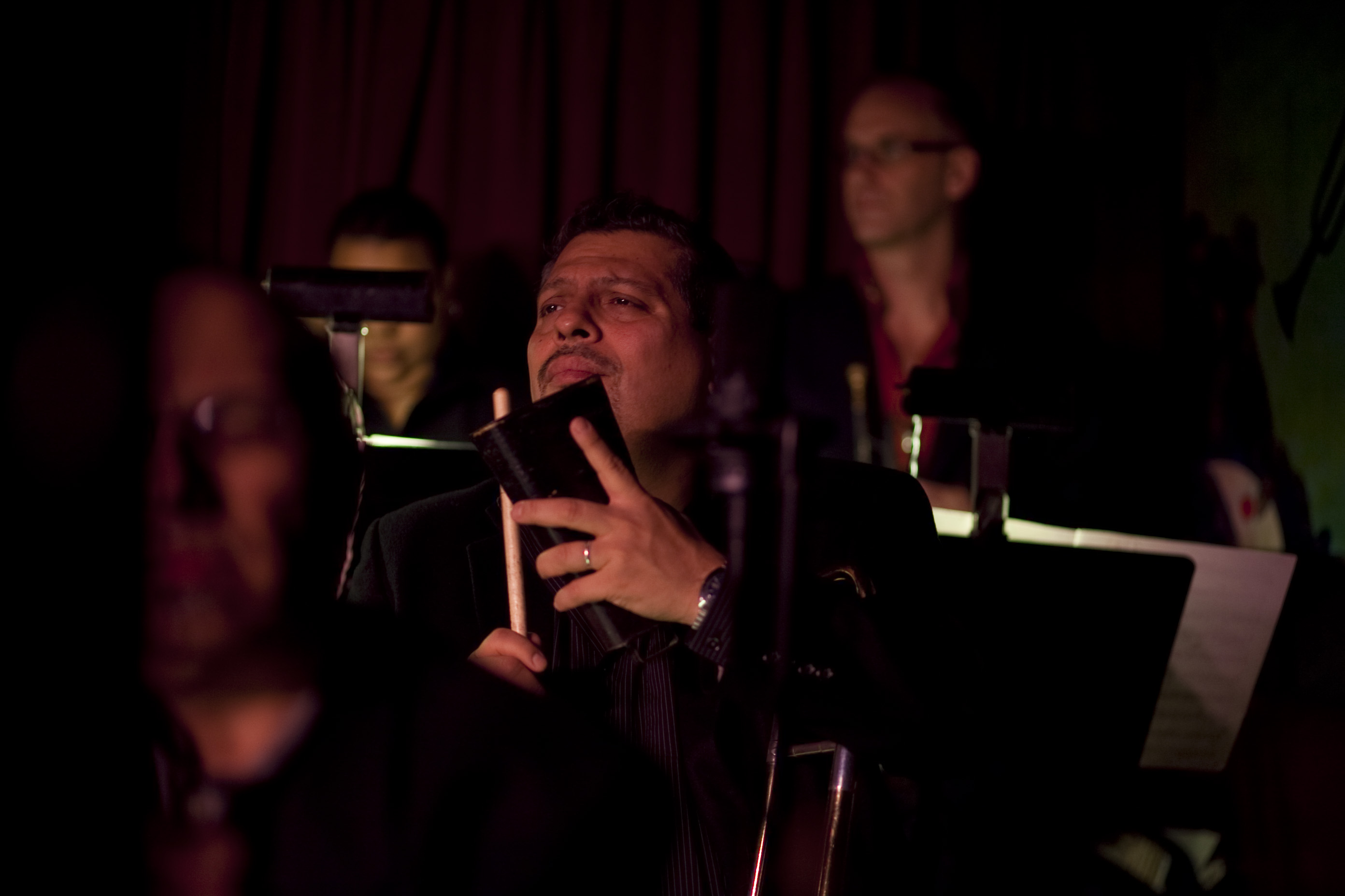 Trombonist Luis Bonilla supplies auxiliary percussion.