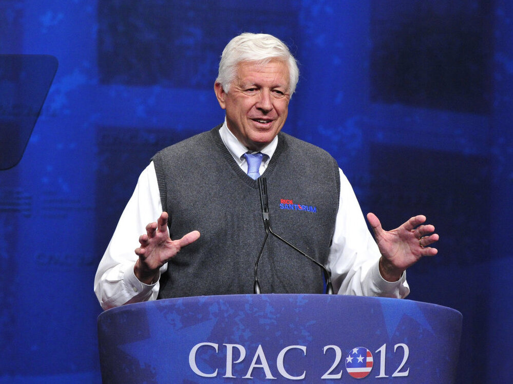 Foster Friess introduces Rick Santorum at the 2012 CPAC Conference in Washington, D.C. on Feb. 10.