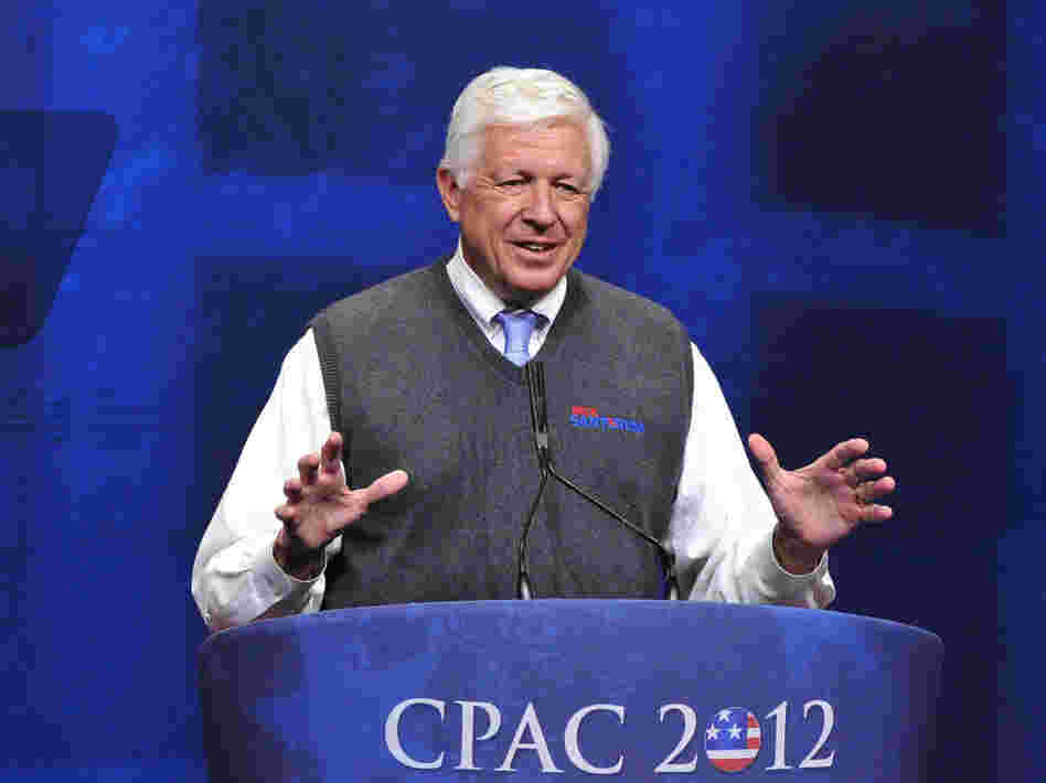 Foster Friess introduces Rick Santorum at the 2012 CPAC Conference in Washington, D.C. on Feb. 10.
