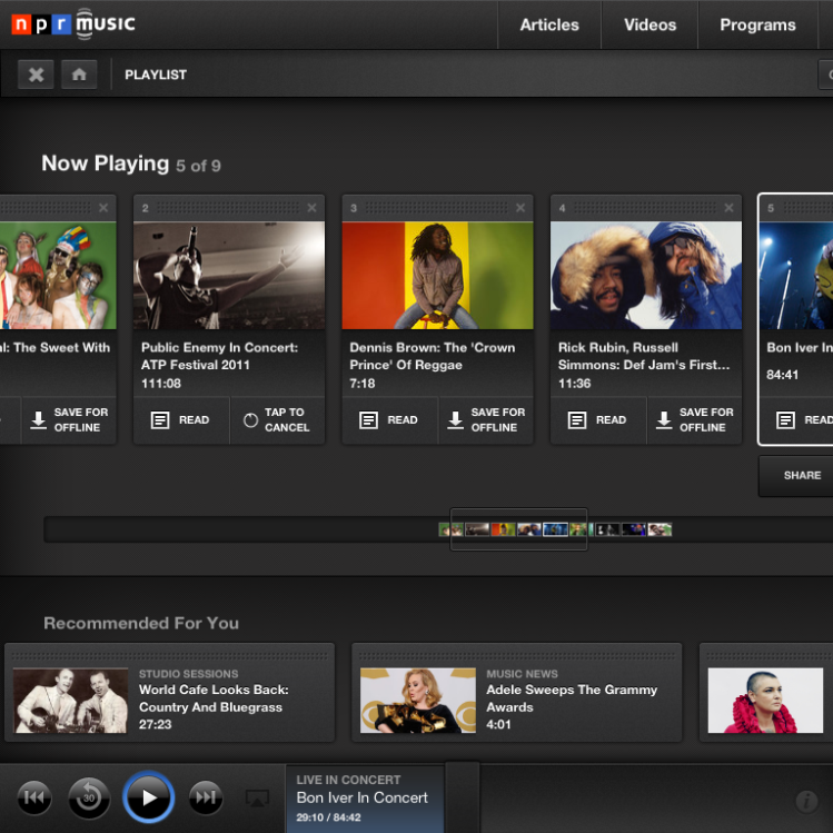 NPR Music for iPad: Playlist