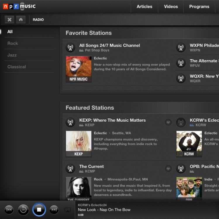 NPR Music for iPad: Stations
