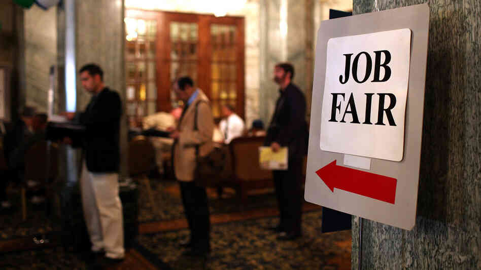 People wait in line to enter a job fair in San Francisco. Many who are unemployed avoid events like job fairs that might help them find work because of anxiety. People wait in line to enter a job fair in San Francisco. Many who are unemployed avoid events like job fairs that might help them find work because of anxiety.