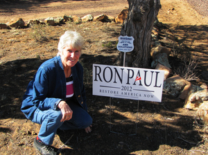 Karen Johnson, from Linden, Ariz., supports the candidacy of Ron Paul. She says Mitt Romney shares her faith, but not her politics. Karen Johnson, from Linden, Ariz., supports the candidacy of Ron Paul. She says Mitt Romney shares her faith, but not her politics.