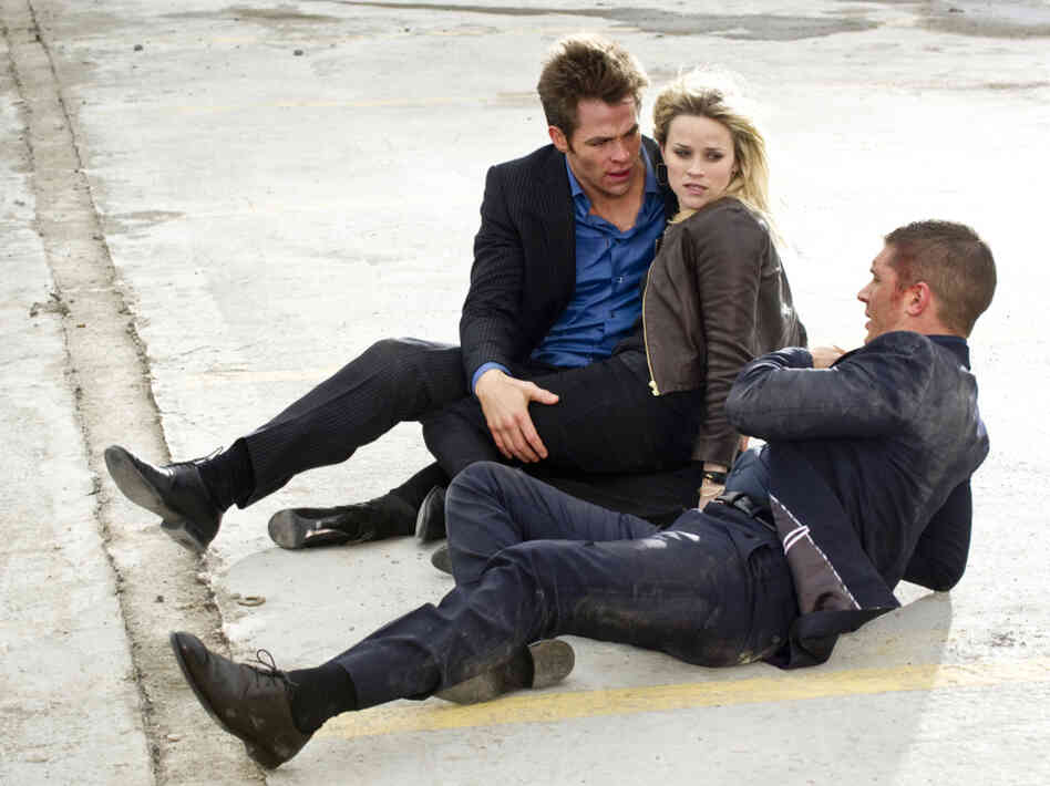 Damsel, Distressed: Lauren (Reese Witherspoon) is caught between the two, who compete for her affection chiefly by sabotaging each other's dates using expensive U.S. government resources. Damsel, Distressed: Lauren (Reese Witherspoon) is caught between the two, who compete for her affection chiefly by sabotaging each other's dates using expensive U.S. government resources.