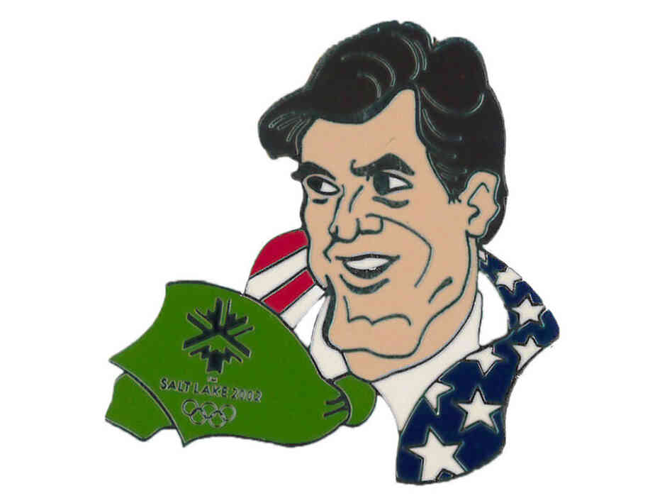 The "Superman" pin, depicting Romney as a heroic figure. 