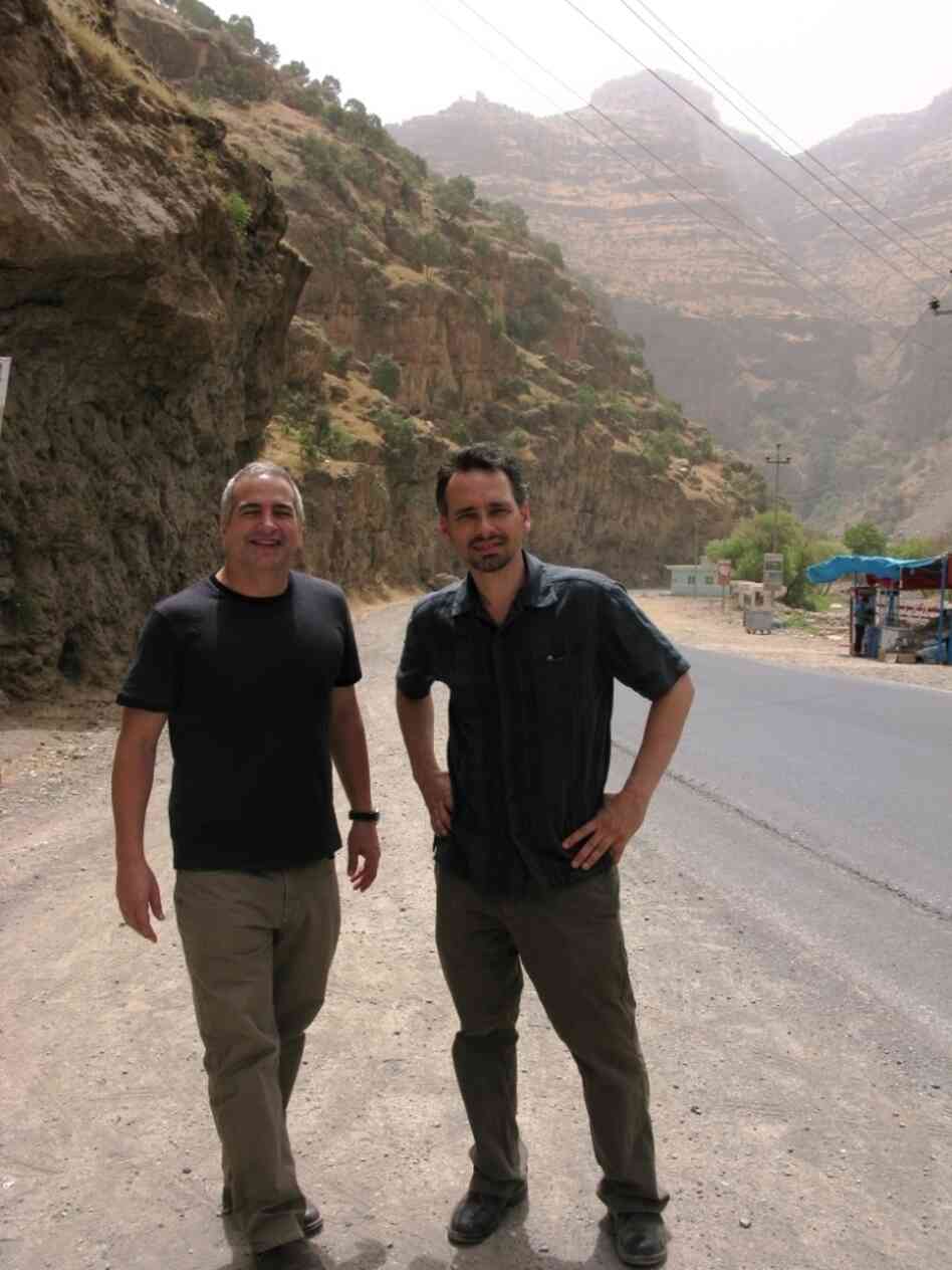 Quil Lawrence met Anthony Shadid in Afghanistan in the winter of 2001. Here, Shadid (left) and Lawrence are seen on a trip to Iraqi Kurdistan in summer of 2009.