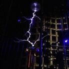The Tesla coil turns high voltage into music. The Tesla coil turns high voltage into music.