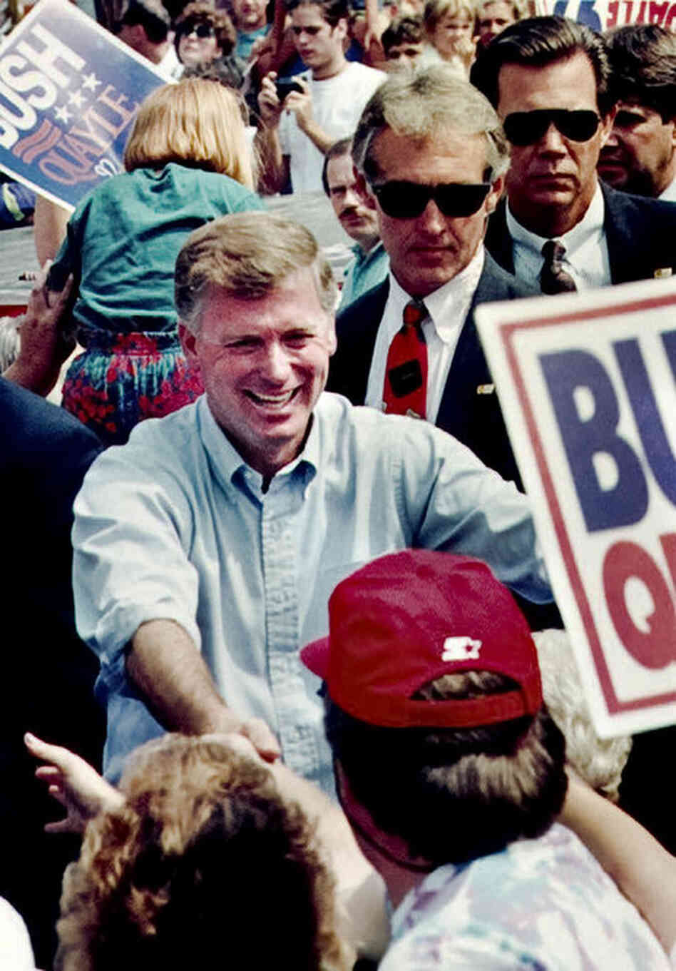 Vice President Dan Quayle visits his hometown of Huntington, Ind., in 1992. Quayle served under George H.W. Bush from 1989 to 1993. 