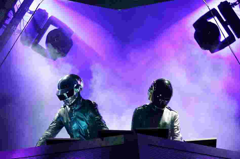 The French duo Daft Punk, which never appears without custom-made robot helmets, performs at the 2006 Coachella Valley Music Fesival in Indio, Calif. 