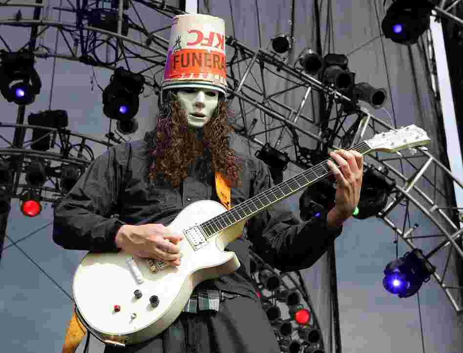 Guitarist Buckethead, who has played with Guns 'n' Roses, Bootsy Collins and Les Claypool, performs with the band Praxis at the Vegoose music festival in Las Vegas, Nevada. 