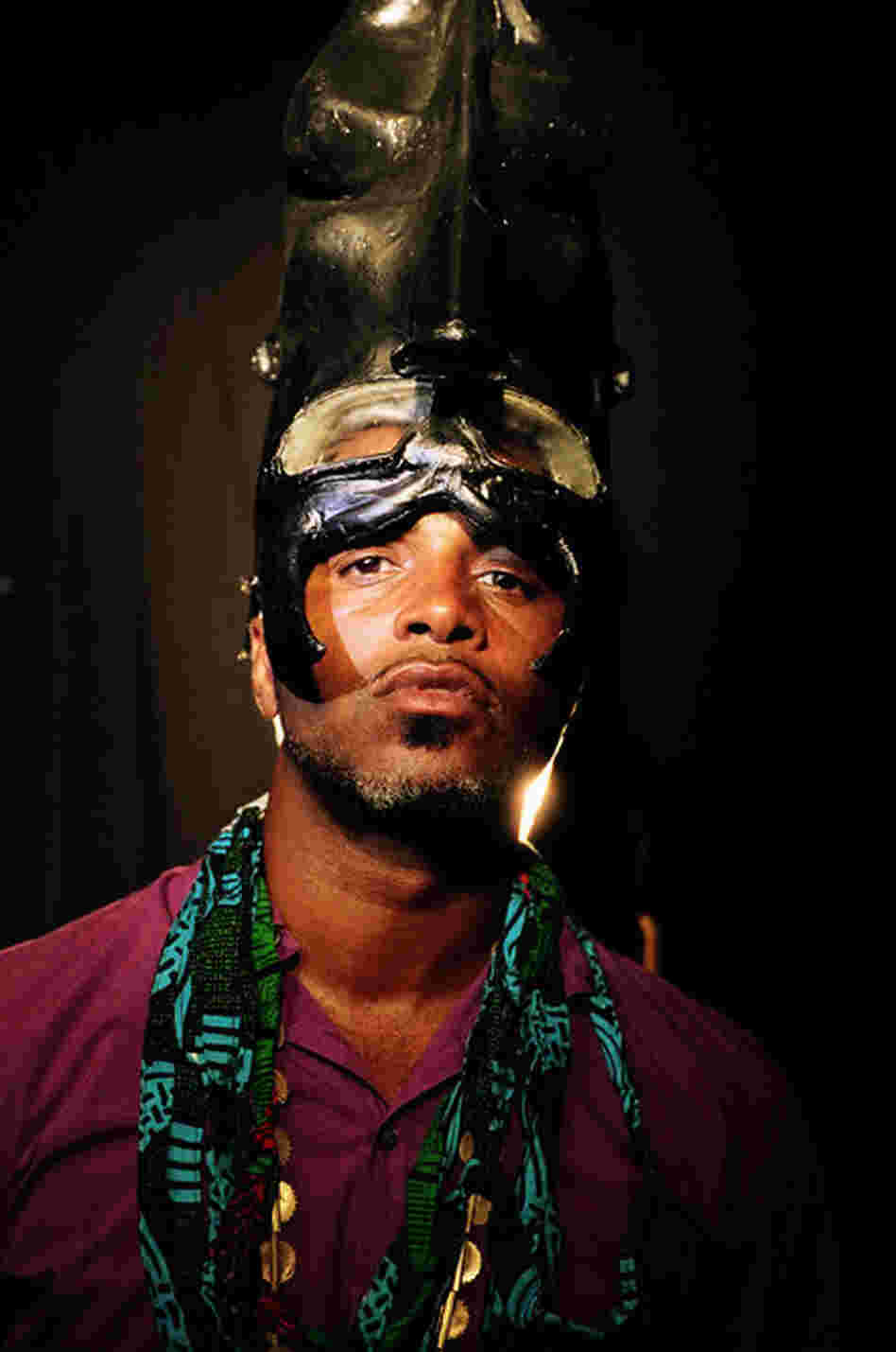 Palaceer Lazaro (a.k.a. Ishmael Butler) of Shabazz Palaces in a headdress made by Seattle artist Maikoiyo Alley-Barnes. 