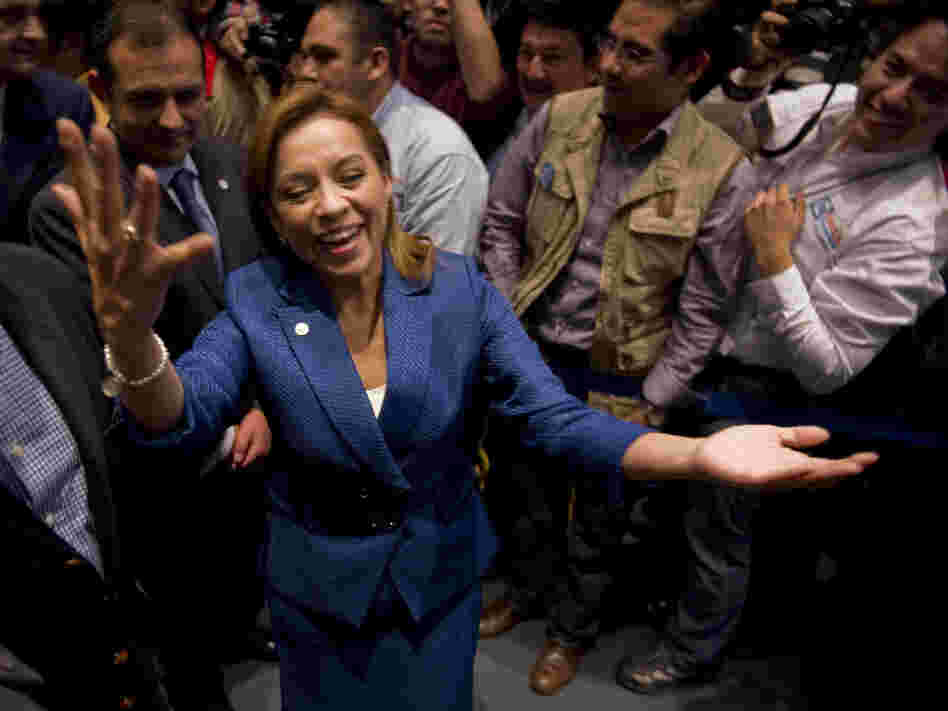 Josefina Vazquez Mota celebrates her selection as the presidential candidate of the National Action Party in Mexico City on Feb. 5.  She's the first woman to run for president in Mexico on a major party ticket.
