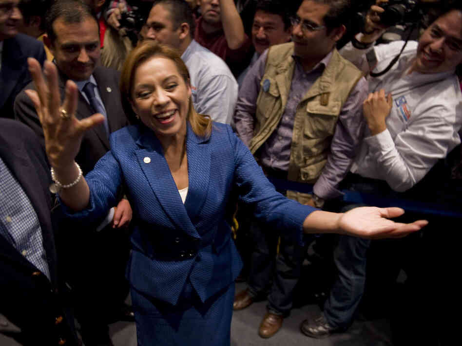 Josefina Vazquez Mota celebrates her selection as the presidential candidate of the National Action Party in Mexico City on Feb. 5.  She's the first woman to run for president in Mexico on a major party ticket.