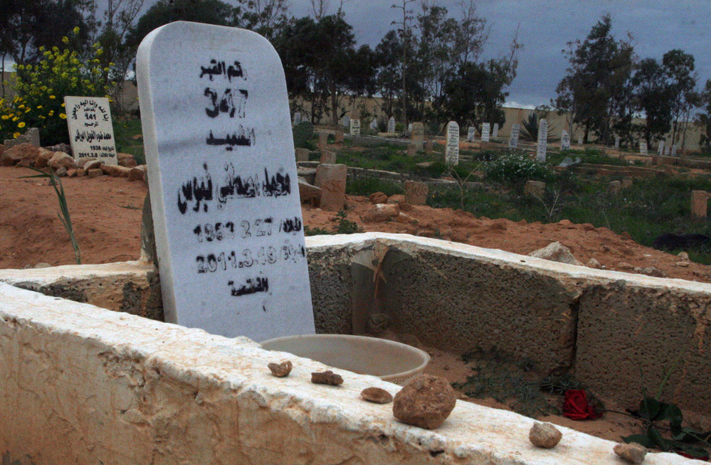 The grave of Mohamed "Mo" Nabbous is seen in Libya. Mo was killed by a sniper on March 19, 2011 while filming Libya's revolution.