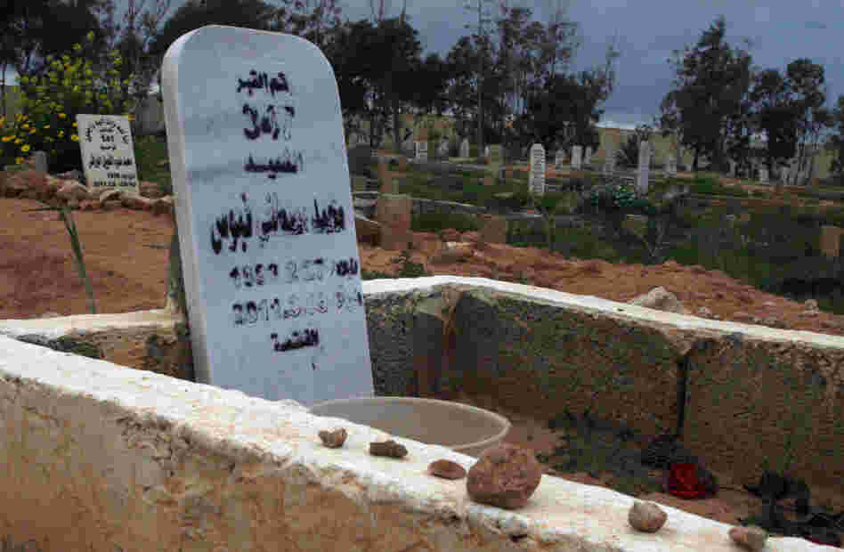 The grave of Mohamed "Mo" Nabbous is seen in Libya. Mo was killed by a sniper on March 19, 2011 while filming Libya's revolution.