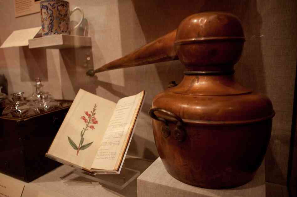 Like other 18th-century housewives, Martha Washington would have used a still to extract essences of mint or rose petals. The essences flavored cakes and puddings.