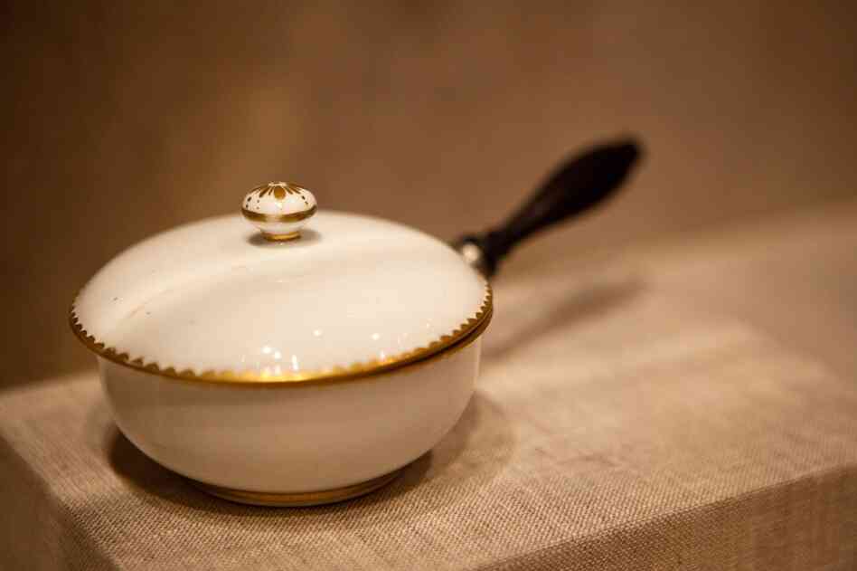 A French cocotte, purchased by George Washington from the French Minister in 1790, would be used to serve warm sauces and ragouts.